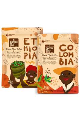 CoffeeBeanBox Colombia + Ethiopia İkili Filtre Kahve Seti (80 gr X2 Adet) - 1