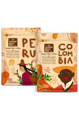 CoffeeBeanBox Colombia + Peru İkili Filtre Kahve Seti (80 gr X2 Adet) - 1