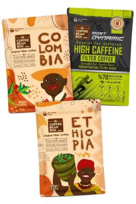 CoffeeBeanBox Yöresel Filtre Kahve Seti Colombia - Ethiopia - Most Dynamic (80 gr X 3 Adet) - 1