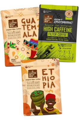 CoffeeBeanBox Yöresel Filtre Kahve Seti Guatemala - Ethiopia - Most Dynamic (80 gr X 3 Adet) - 1