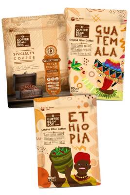 CoffeeBeanBox Yöresel Filtre Kahve Seti Selection - Guatemala - Ethiopia (80 gr X 3 Adet) - 1