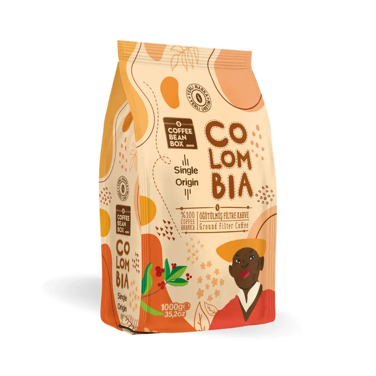 CoffeeBeanBox Colombia Single Origin Öğütülmüş Filtre Kahve 1000 gr
