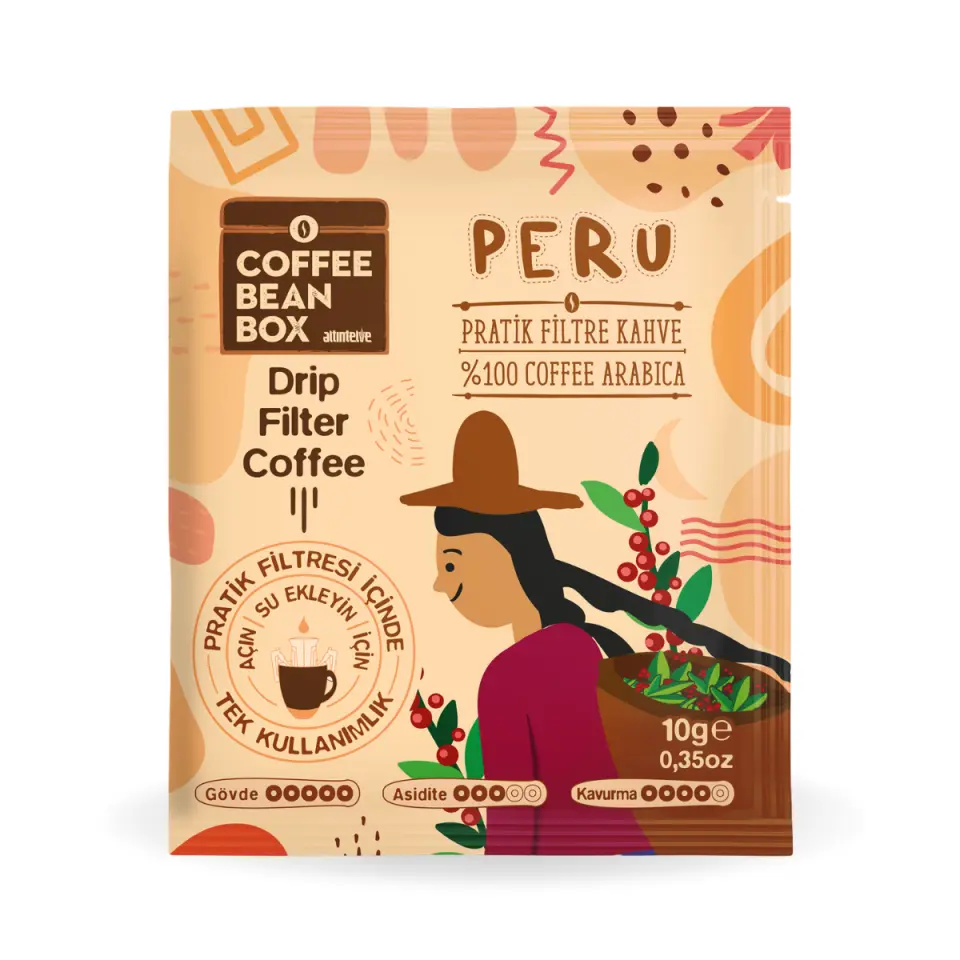 CoffeeBeanBox Peru Drip Pratik Filtre Kahve 10'lu