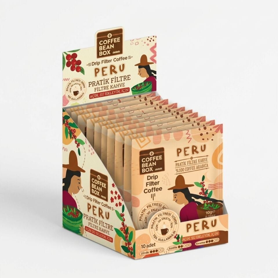 CoffeeBeanBox Peru Drip Pratik Filtre Kahve 10'lu