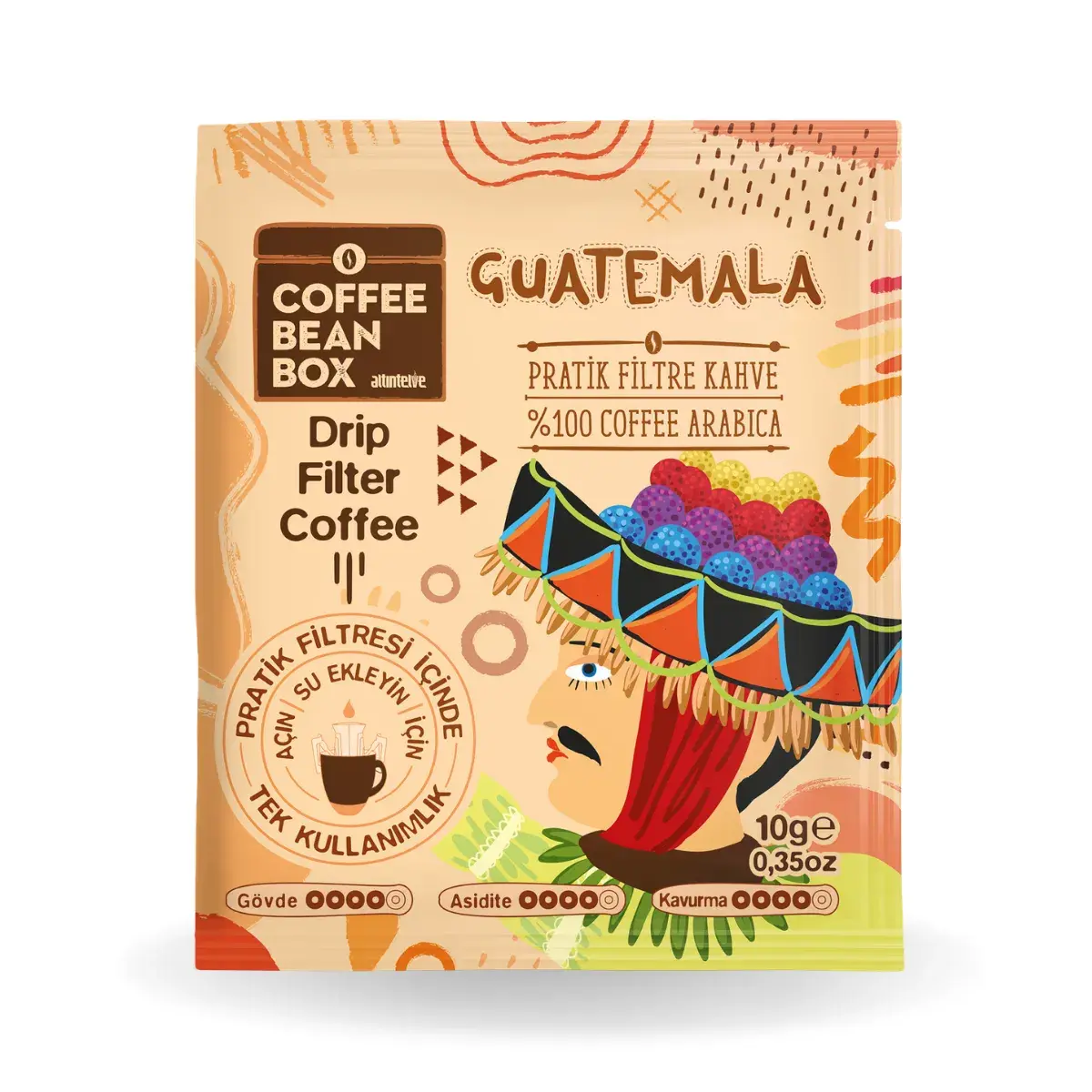 CoffeeBeanBox Guatemala Drip Pratik Filtre Kahve 10'lu