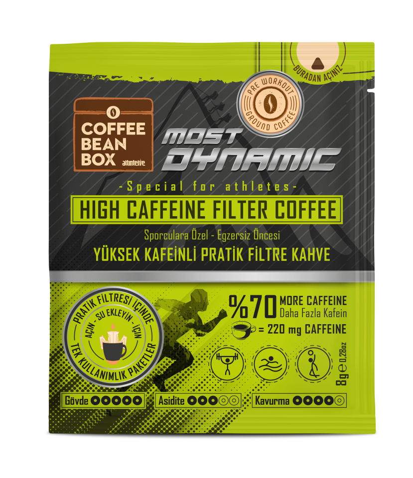 CoffeeBeanBox Most Dynamic Yüksek Kafeinli Pratik Filtre Kahve 8 gr 10'lu