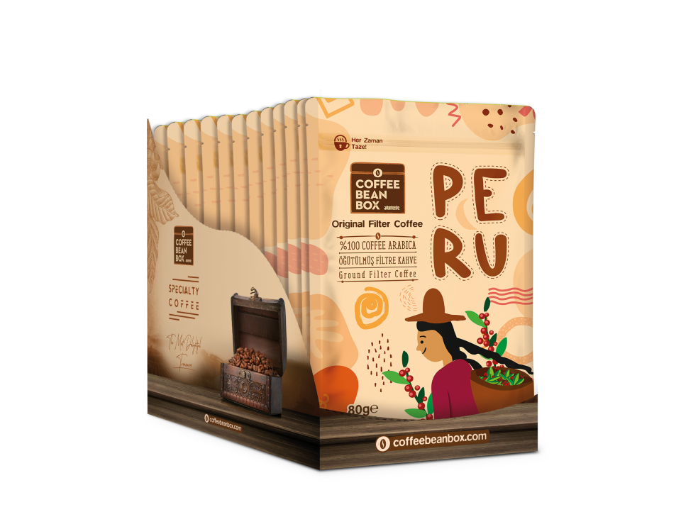 CoffeeBeanBox Peru Öğütülmüş Filtre Kahve 80 gr (10'lu Kutu)