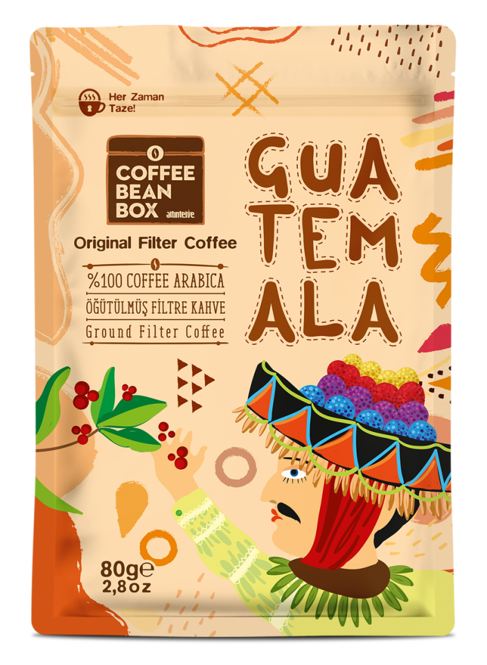 CoffeeBeanBox Guatemala Öğütülmüş Filtre Kahve 80 gr (10'lu Kutu)