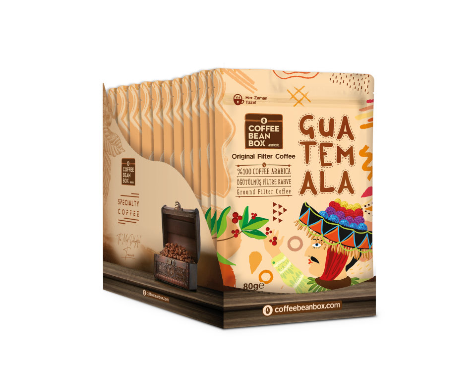 CoffeeBeanBox Guatemala Öğütülmüş Filtre Kahve 80 gr (10'lu Kutu)