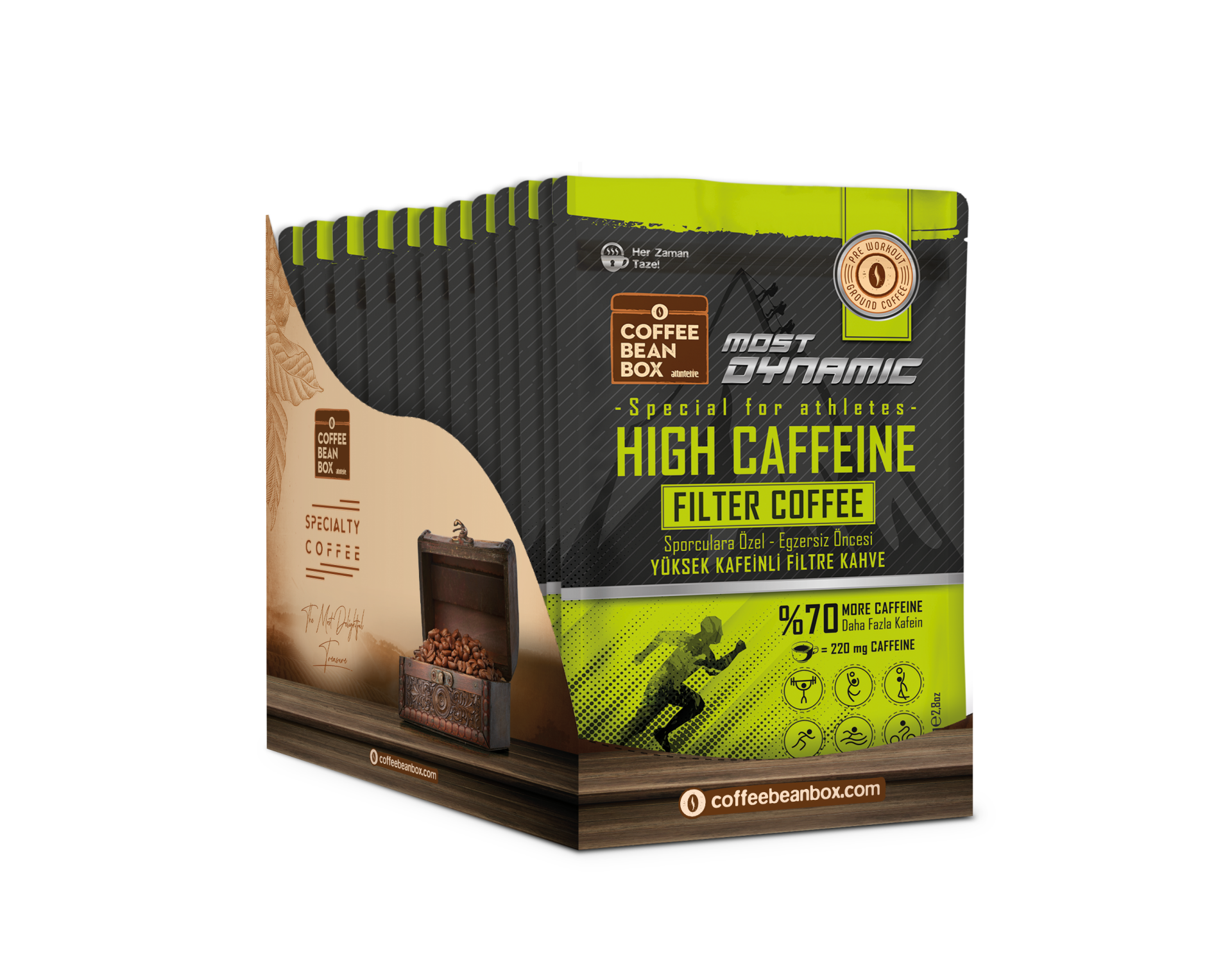 CoffeeBeanBox Most Dynamic Yüksek Kafeinli Filtre Kahve 80 gr (10'lu Kutu)