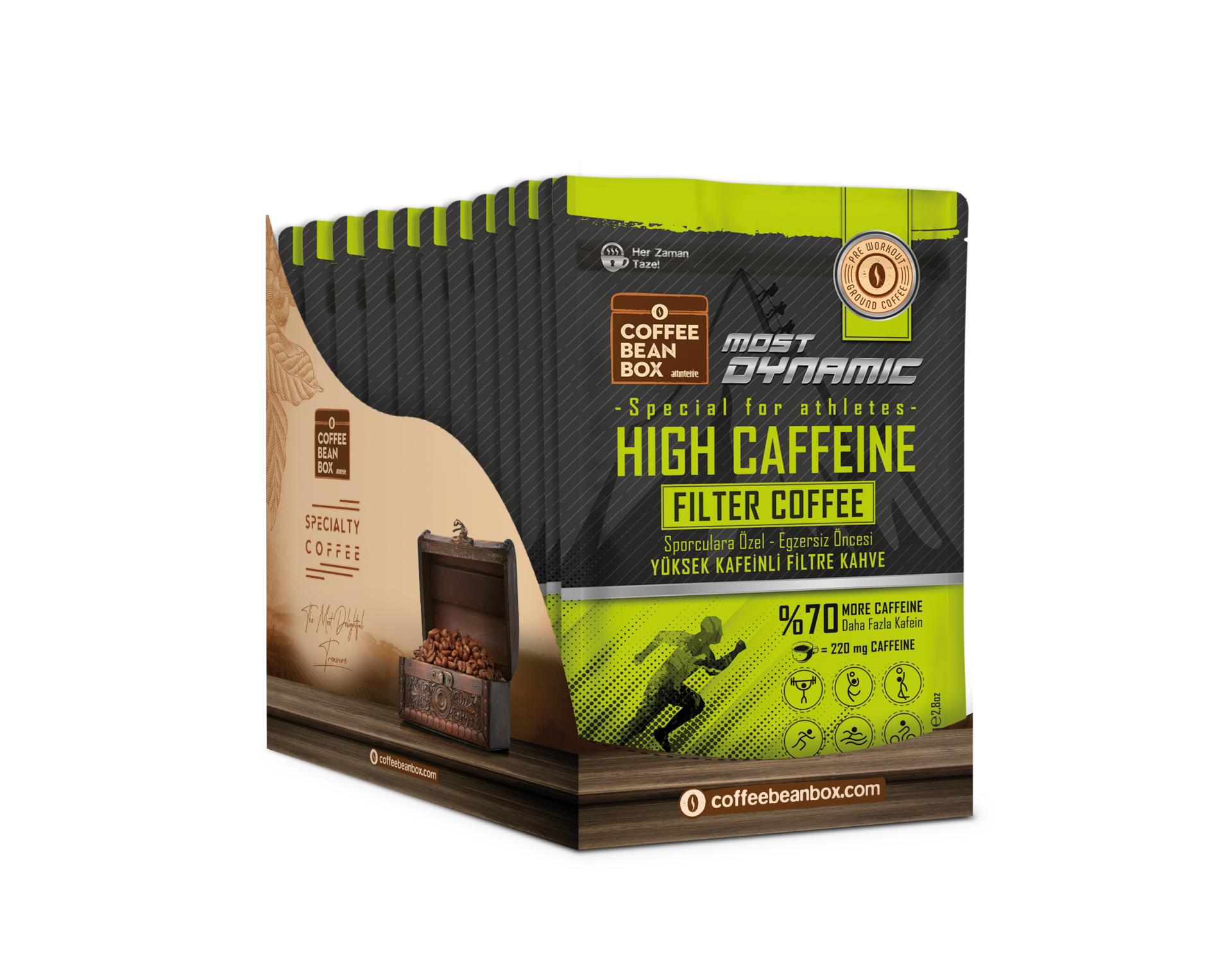 CoffeeBeanBox Most Dynamic Yüksek Kafeinli Filtre Kahve 80 gr (10'lu Kutu)