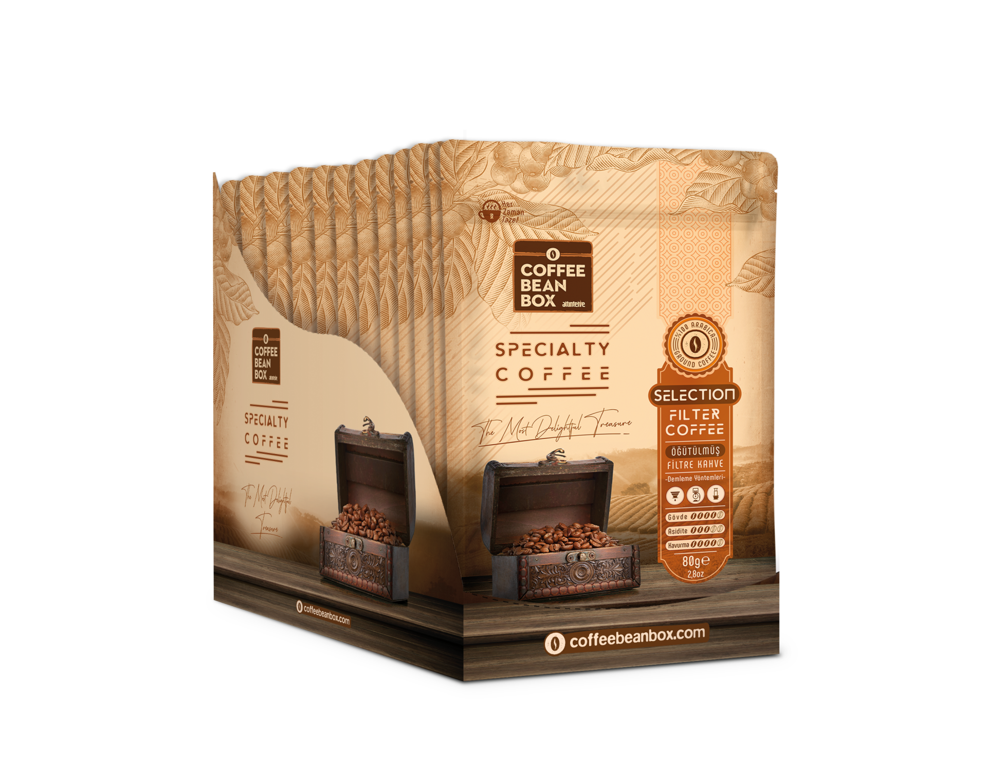 CoffeeBeanBox Selection Öğütülmüş Filtre Kahve 80 gr (10'lu Kutu)