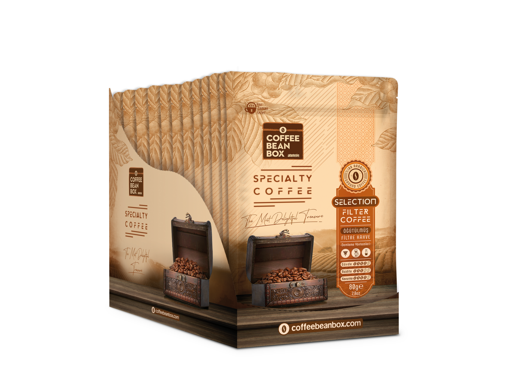 CoffeeBeanBox Selection Öğütülmüş Filtre Kahve 80 gr (10'lu Kutu)