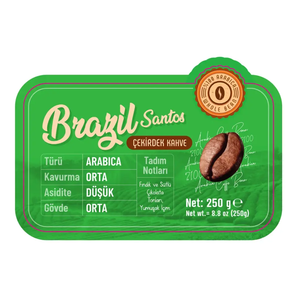 CoffeeBeanBox Brezilya Santos Specialty Coffee Kavrulmuş Çekirdek Kahve 250 gr