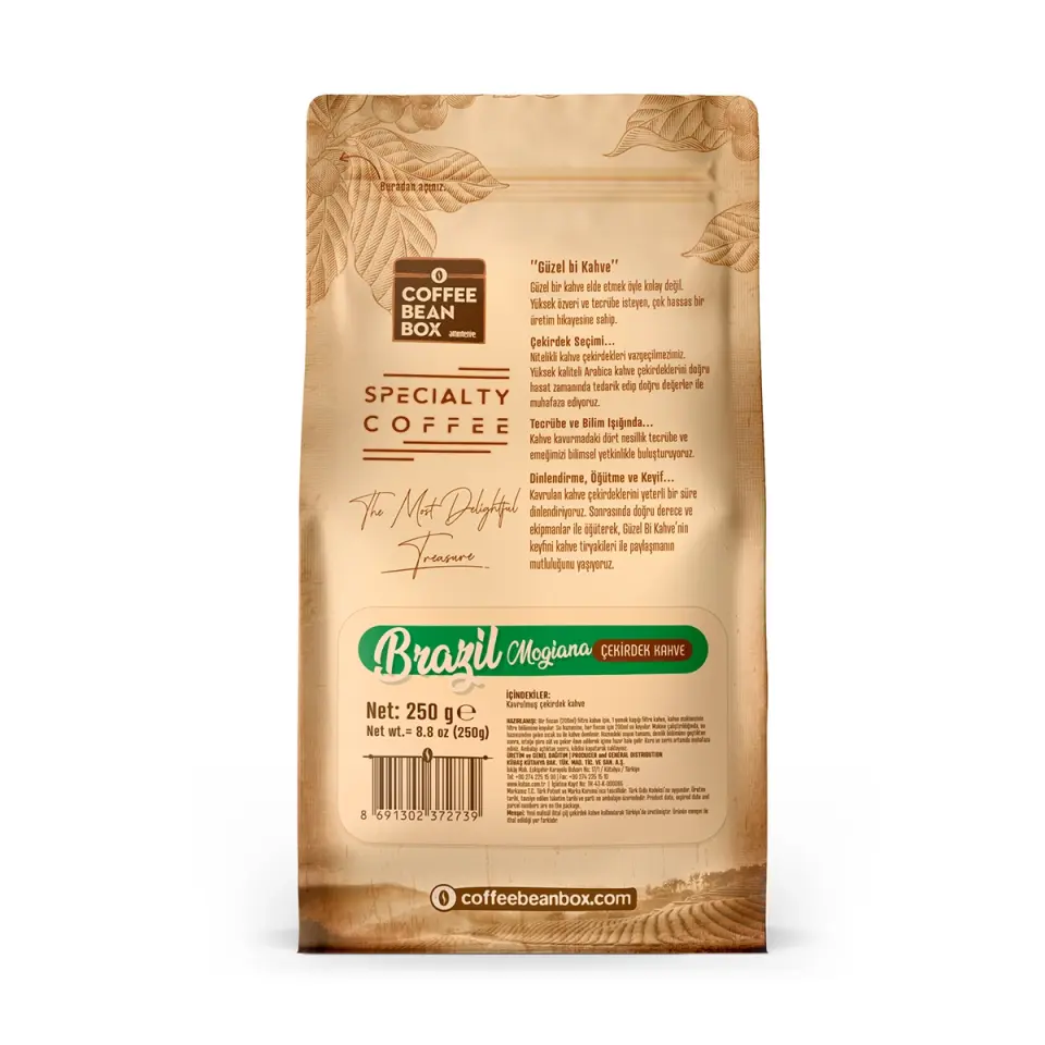 CoffeeBeanBox Brezilya Mogiana Kavrulmuş Çekirdek Kahve 250 gr