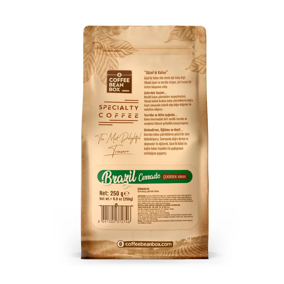 CoffeeBeanBox Brezilya Cerrado Kavrulmuş Çekirdek Kahve 250 gr