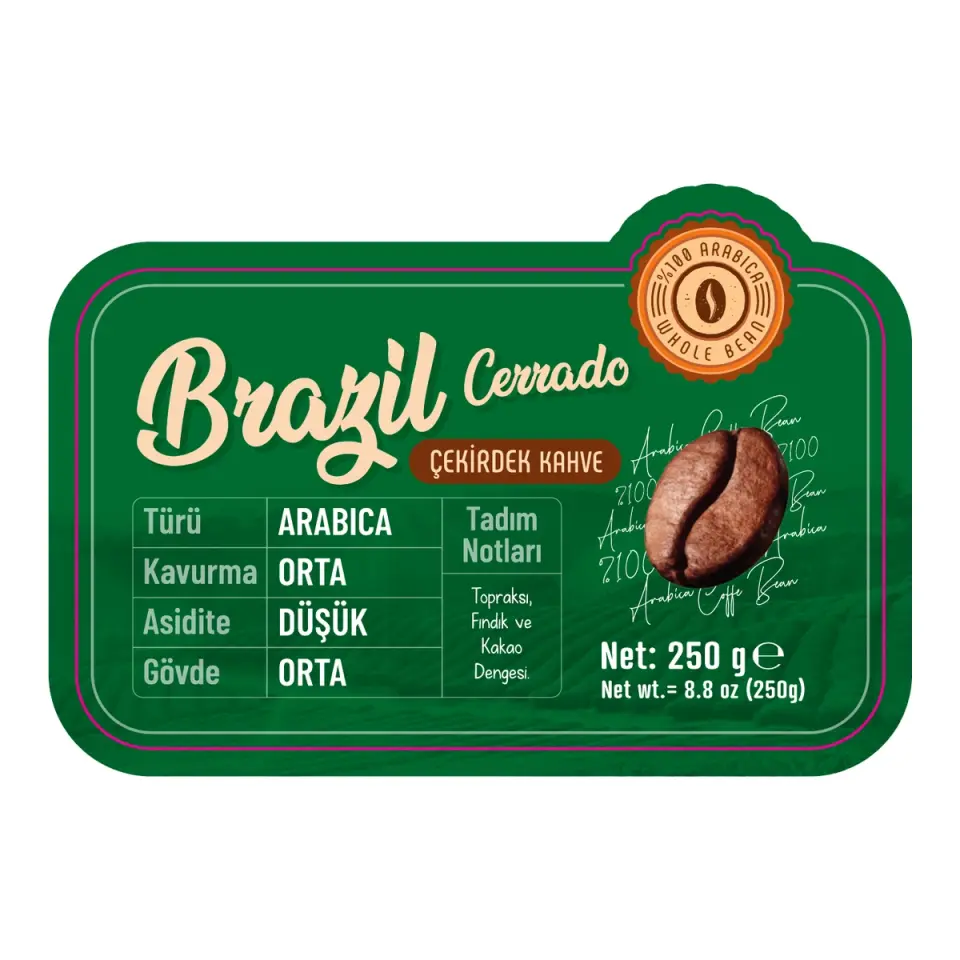 CoffeeBeanBox Brezilya Cerrado Kavrulmuş Çekirdek Kahve 250 gr