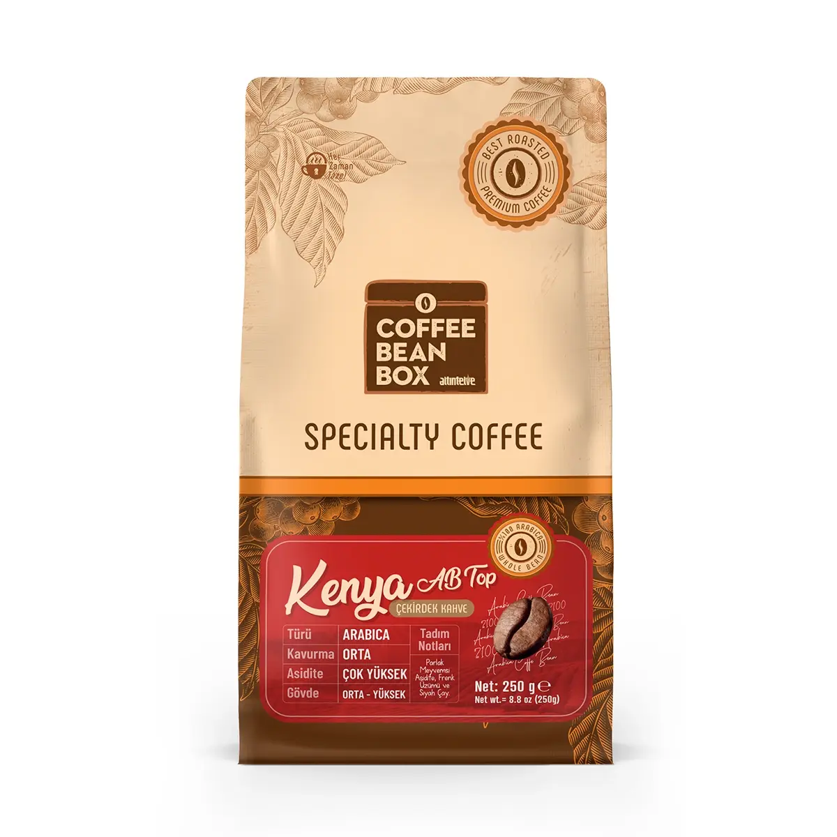 CoffeeBeanBox Kenya AB Top Kavrulmuş Çekirdek Kahve 250 gr