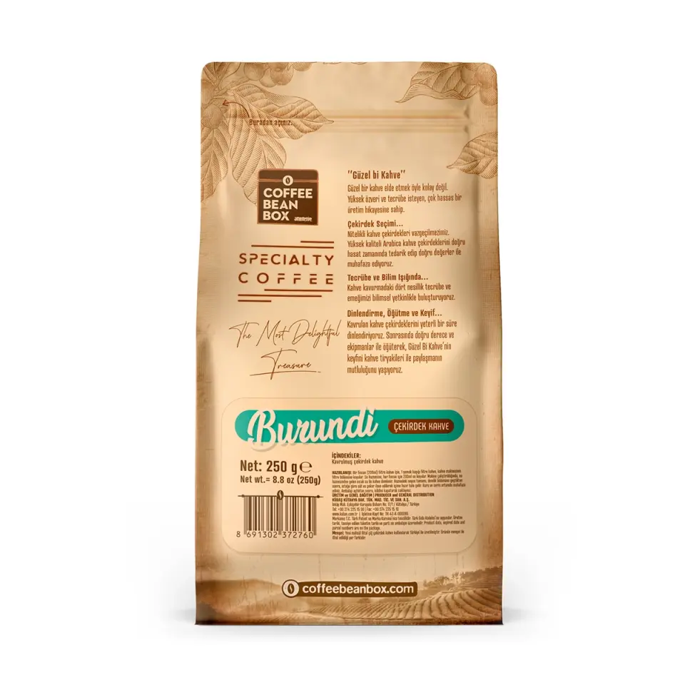 CoffeeBeanBox Burundi Kavrulmuş Çekirdek Kahve 250 gr