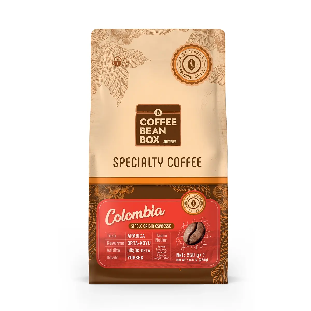 CoffeeBeanBox Colombia Single Origin Espresso Çekirdek Kahve 250 gr