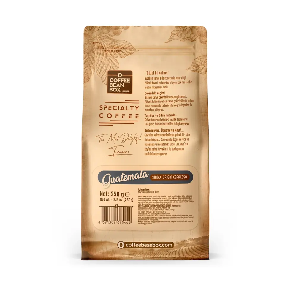 CoffeeBeanBox Guatemala Single Origin Espresso Çekirdek Kahve 250 gr