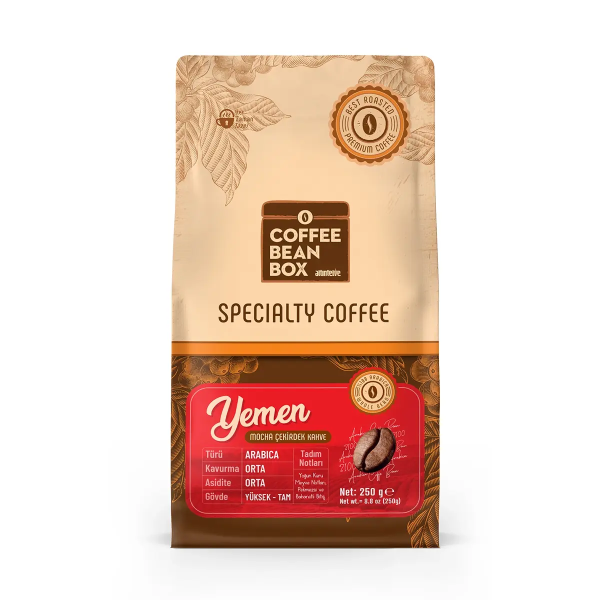 CoffeeBeanBox Yemen Mocha Kavrulmuş Çekirdek Kahve 250 gr