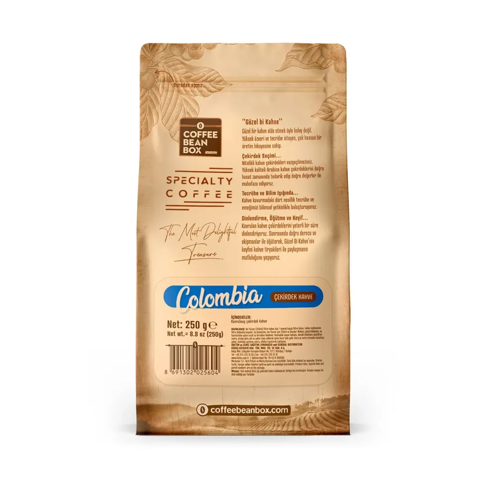 CoffeeBeanBox Colombia Single Origin Kavrulmuş Çekirdek Kahve 250 gr
