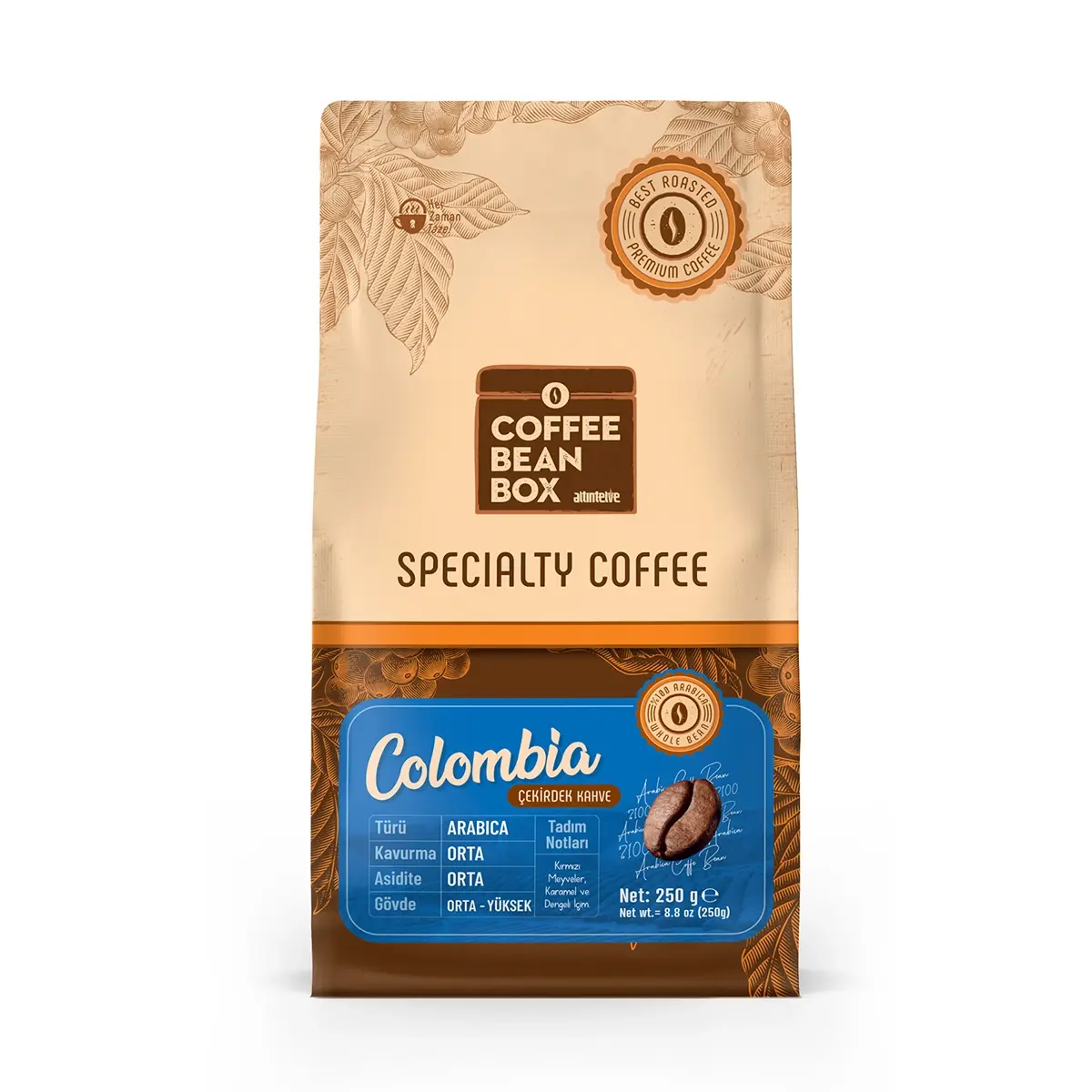 CoffeeBeanBox Colombia Single Origin Kavrulmuş Çekirdek Kahve 250 gr