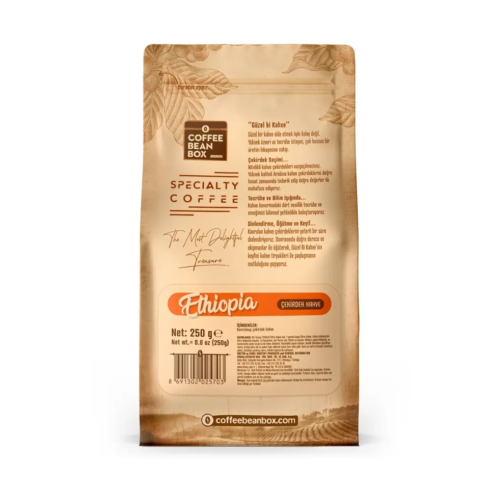 CoffeeBeanBox Ethiopia Single Origin Kavrulmuş Çekirdek Kahve 250 gr