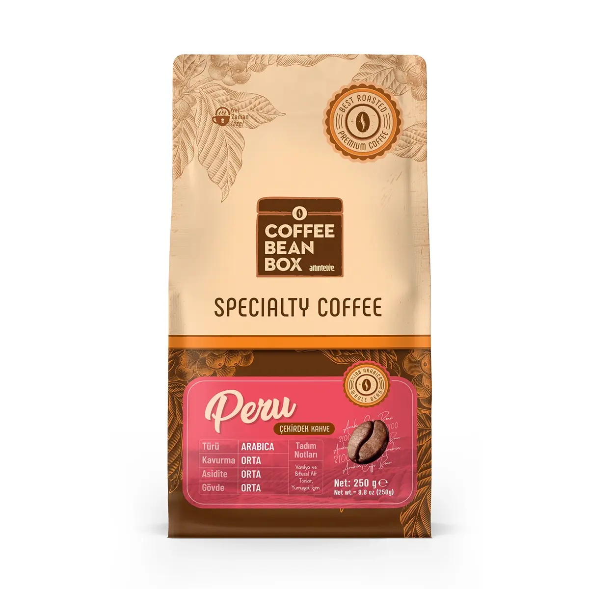 CoffeeBeanBox Peru Single Origin Kavrulmuş Çekirdek Kahve 250 gr
