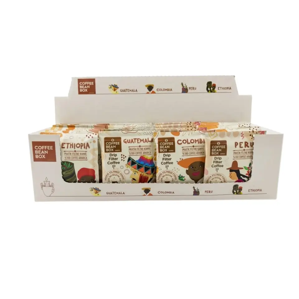 CoffeeBeanBox Pratik Filtre Kahve Fırsat Paketi 4 Yöre 40'lı (Ethiopia, Guatemala, Colombia, Peru)
