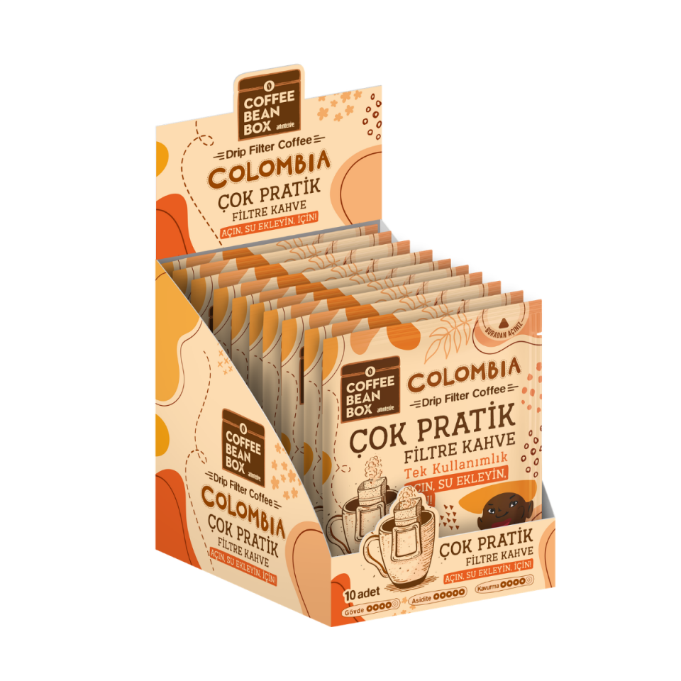 CoffeeBeanBox Colombia Drip Pratik Filtre Kahve 10'lu 8g