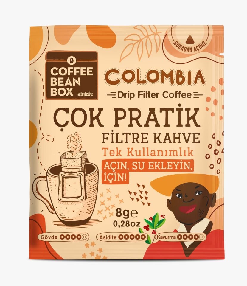 CoffeeBeanBox Colombia Drip Pratik Filtre Kahve 10'lu 8g