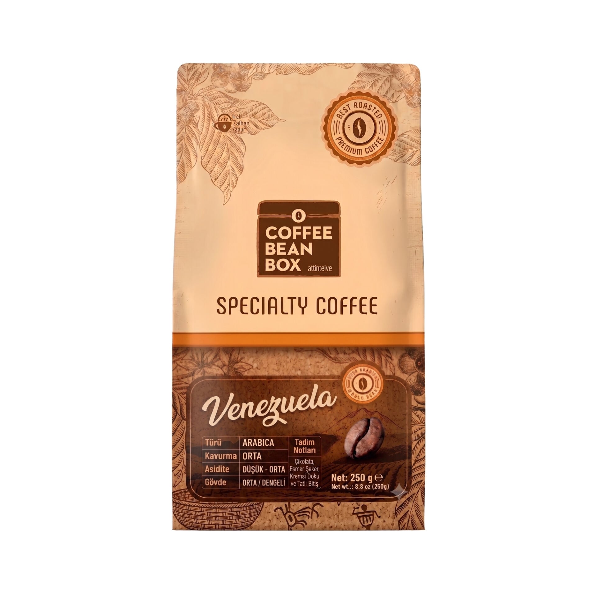 CoffeeBeanBox Venezuela Kavrulmuş Çekirdek Kahve 250 g